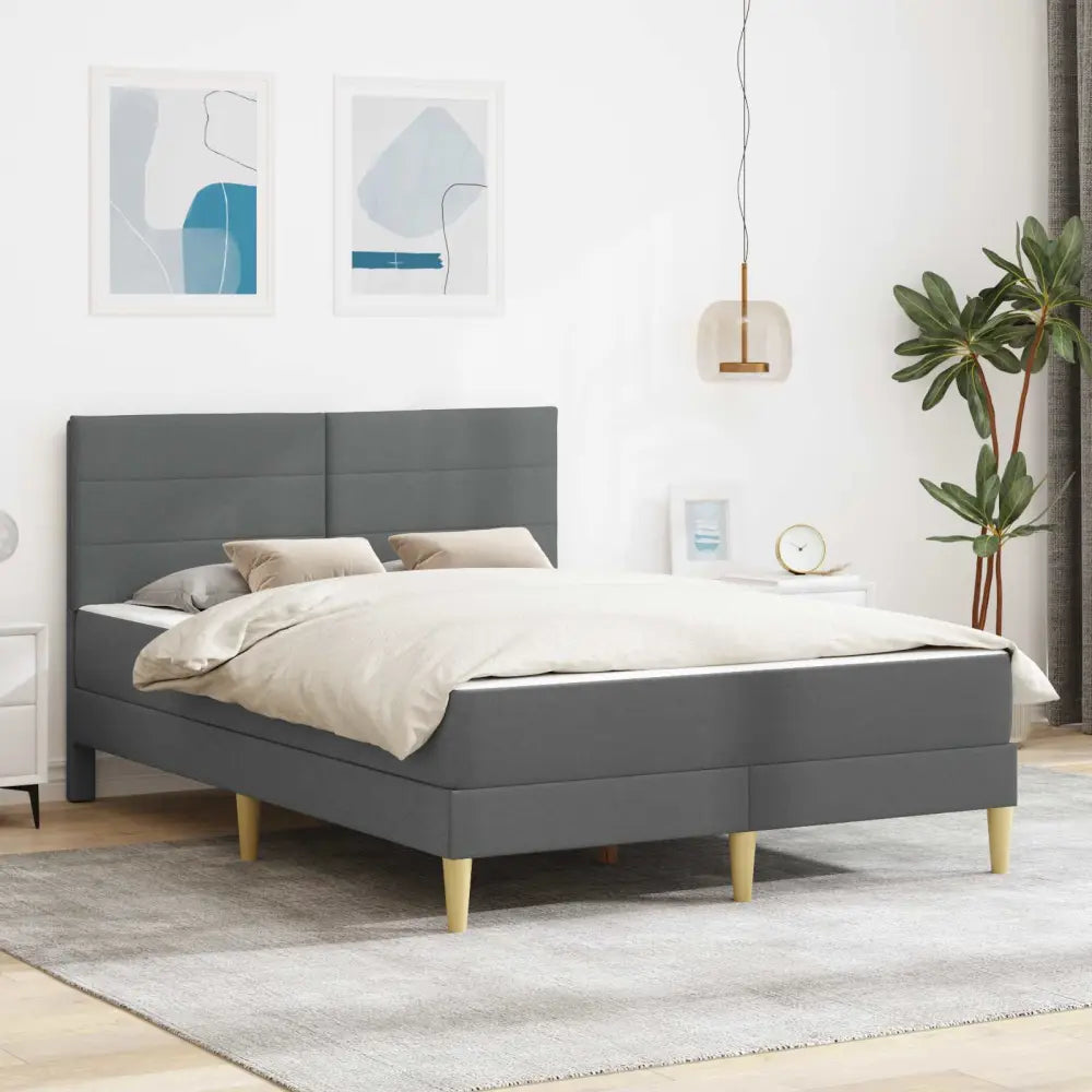 Cadre de lit Gris foncé 140 x 190 cm Polyester - XIOS