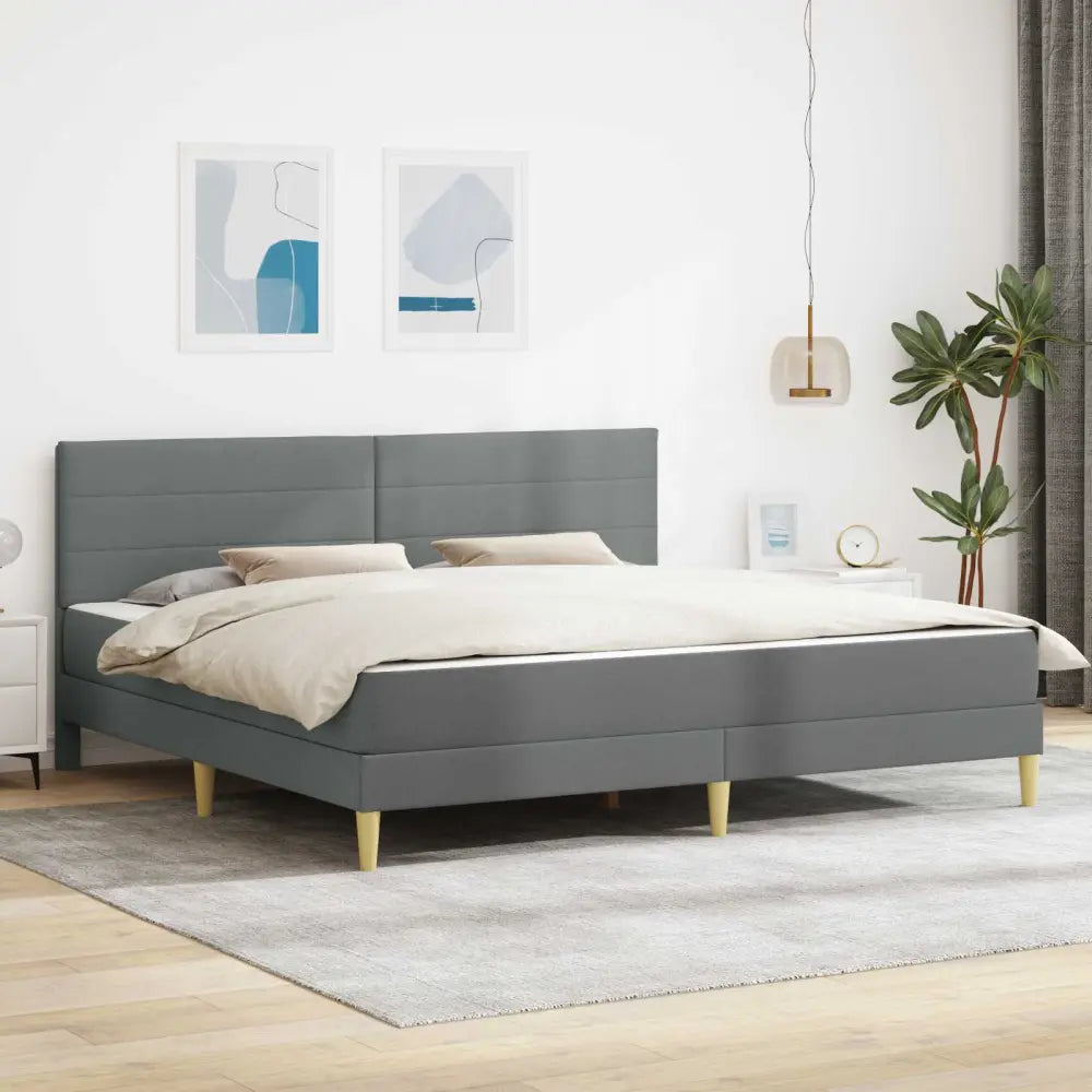 Cadre de lit Gris foncé 200 x 200 cm Polyester - XIOS