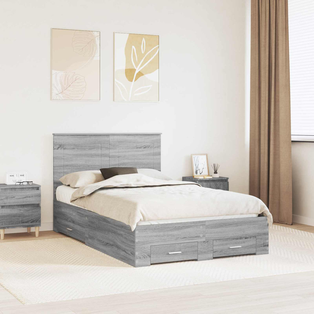 Cadre de lit Gris Sonoma 120 x 190 cm Bois d’ingénierie - XIOS
