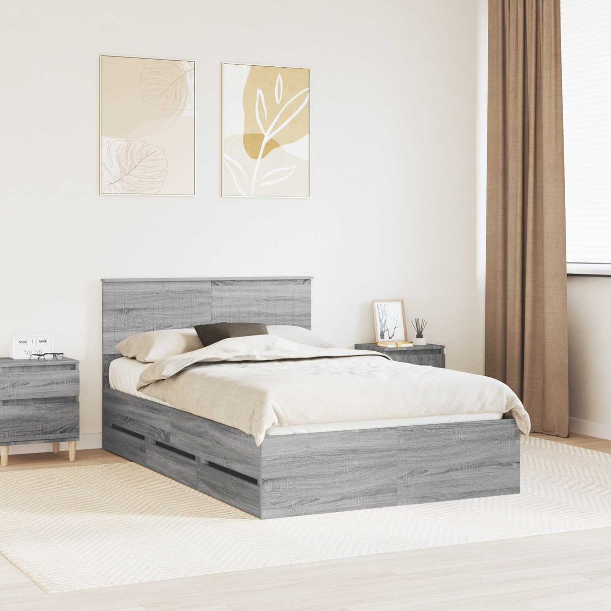 Cadre de lit Gris Sonoma 120 x 190 cm Bois Ingénierie - XIOS