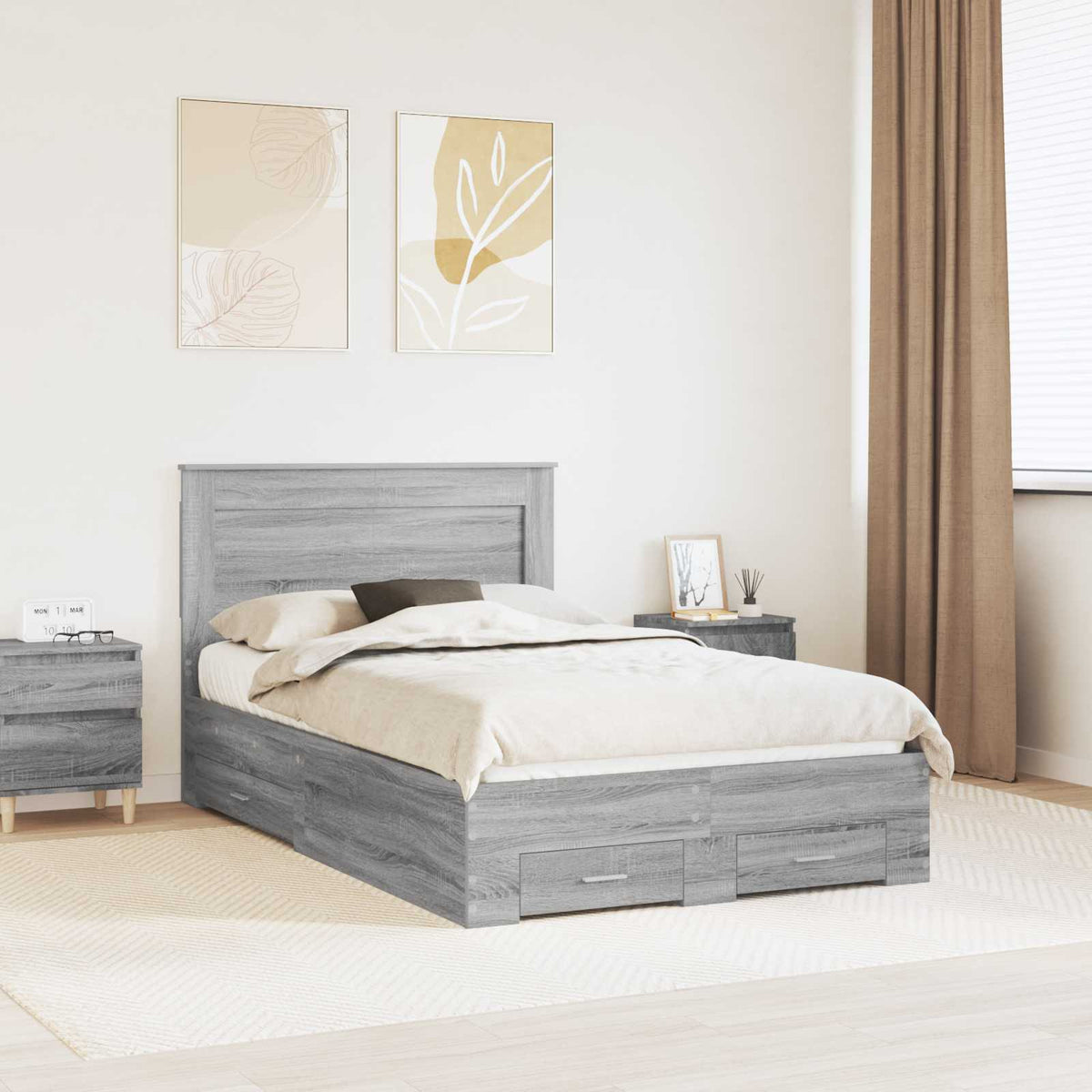 Cadre de lit Gris Sonoma 120 x 200 cm Bois d’ingénierie - XIOS
