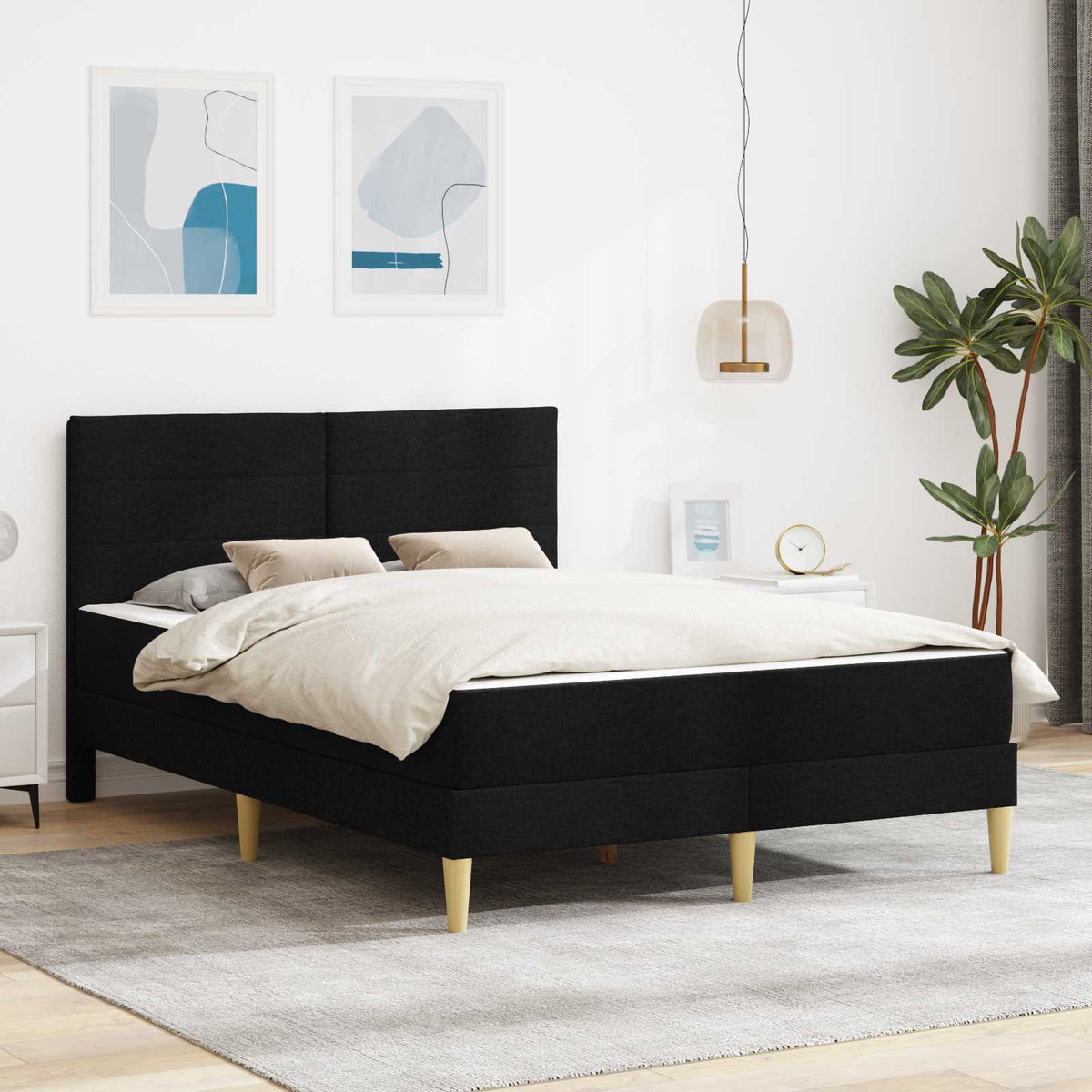 Cadre de lit Noir 120 x 190 cm Polyester - XIOS