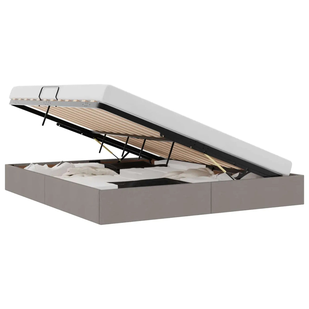 Cadre de lit ottoman avec stockage Taupe 160 x 200 cm tissu - XIOS