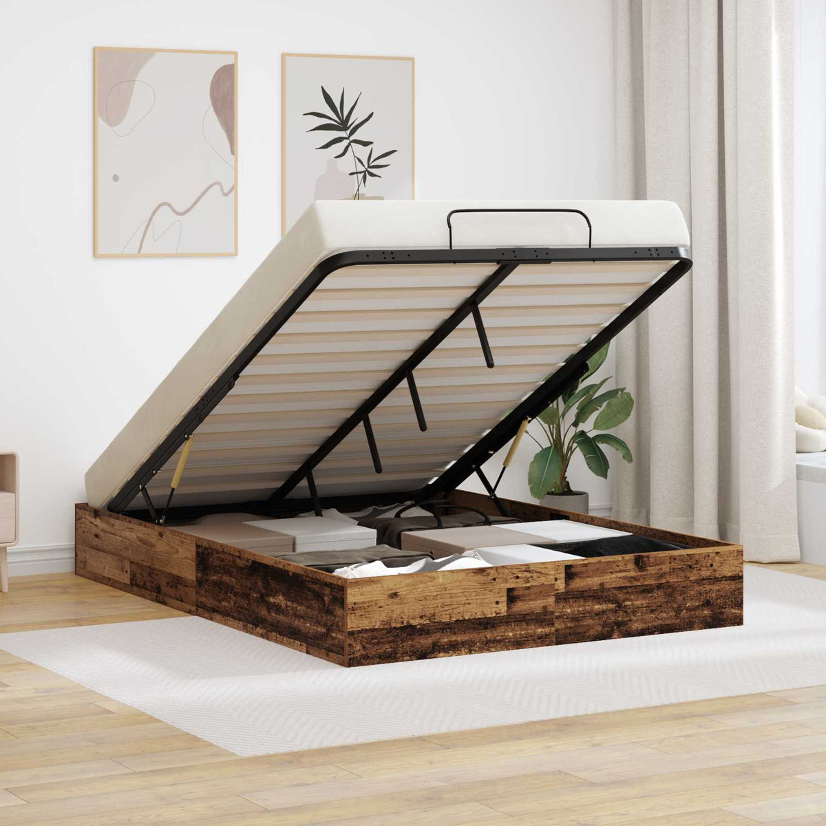 Cadre de lit ottoman Bois ancien 193 x 140 x 25 cm - XIOS