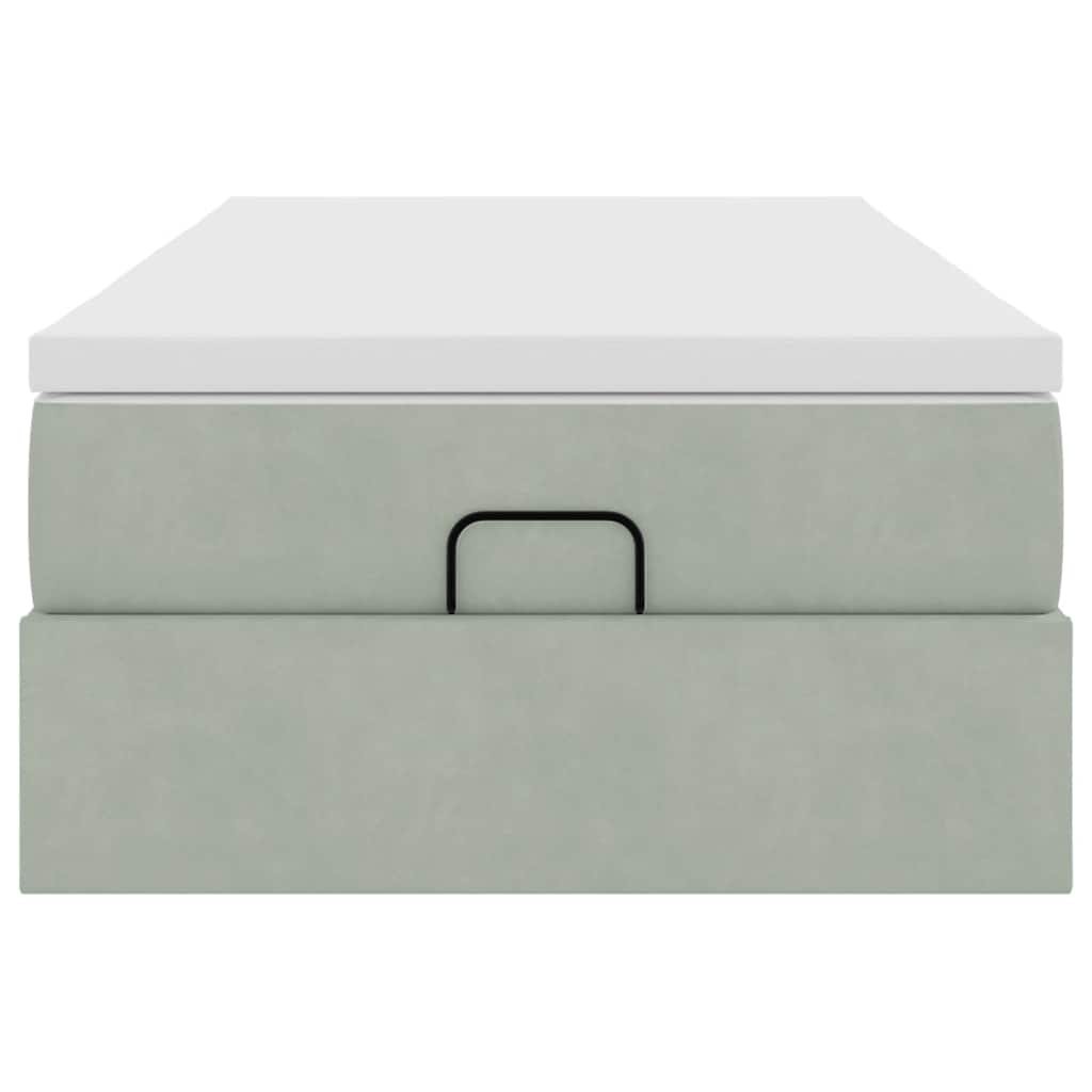 Cadre de lit ottoman et matelas gris clair 100x200 cm velours - XIOS