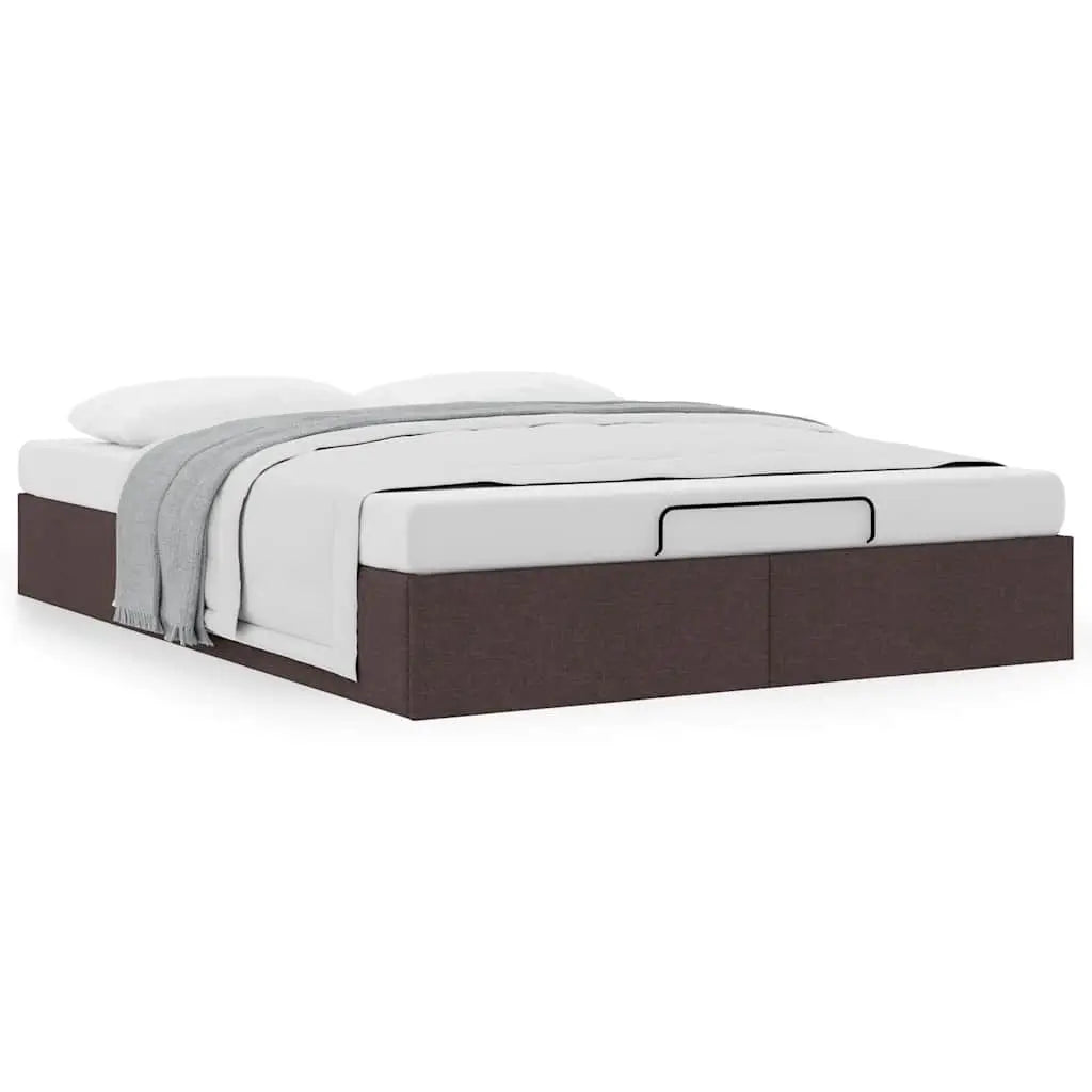Cadre de lit ottoman sans matelas marron foncé 140x200 cm tissu