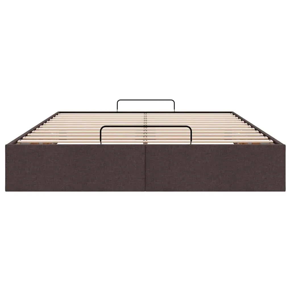 Cadre de lit ottoman sans matelas marron foncé 140x200 cm tissu