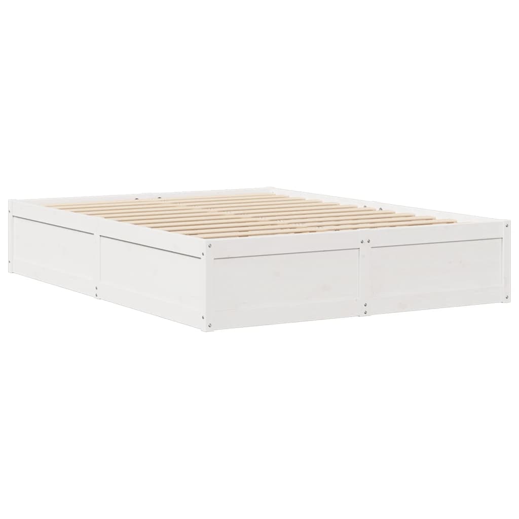 Cadre de lit sans matelas blanc 140x190 cm bois de pin massif - XIOS