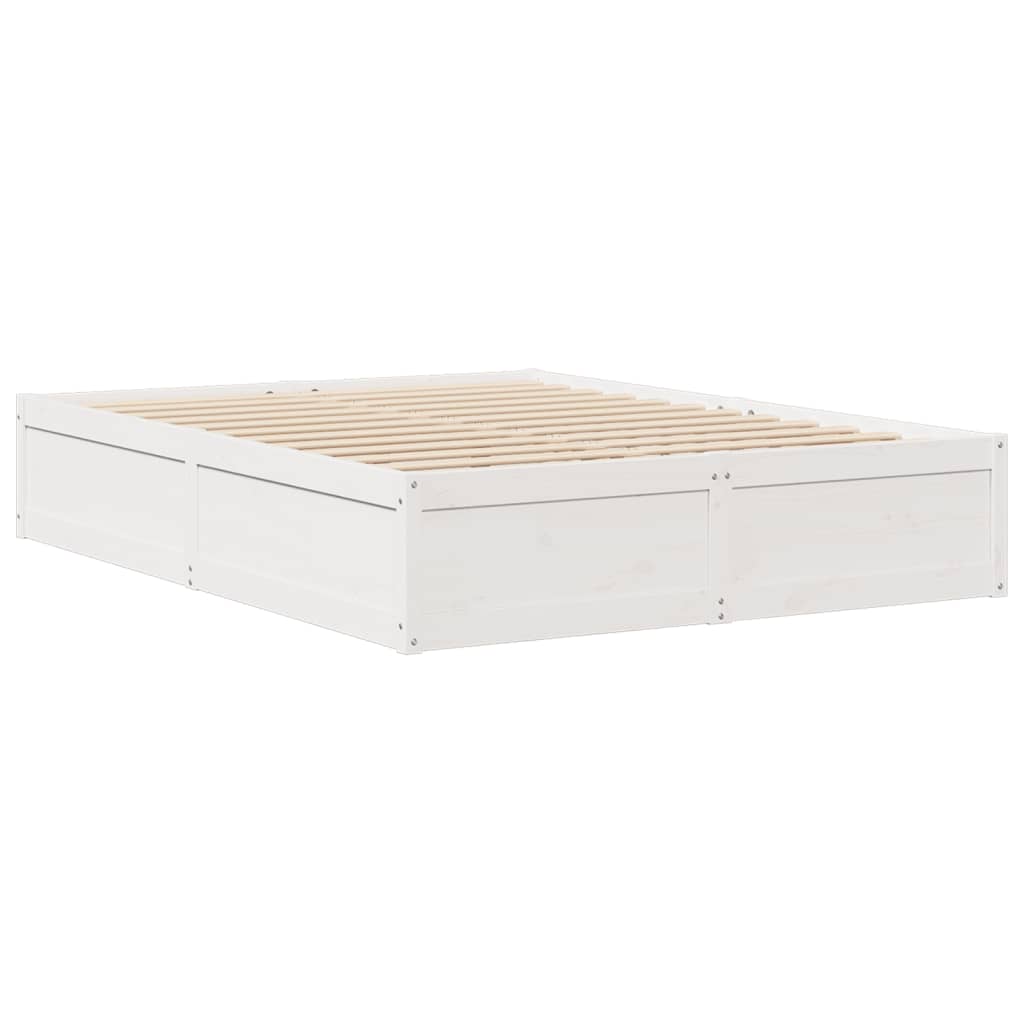 Cadre de lit sans matelas blanc 140x190 cm bois de pin massif - XIOS