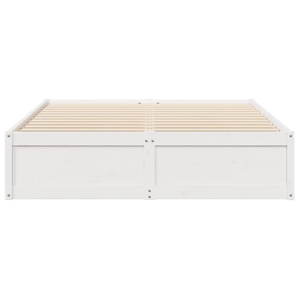 Cadre de lit sans matelas blanc 140x190 cm bois de pin massif - XIOS