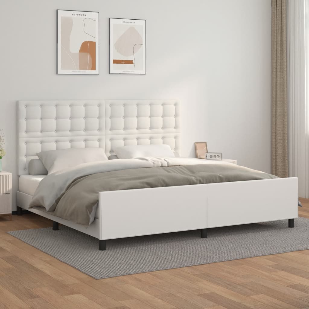Cadre de lit sans matelas blanc 200x200 cm similicuir - XIOS