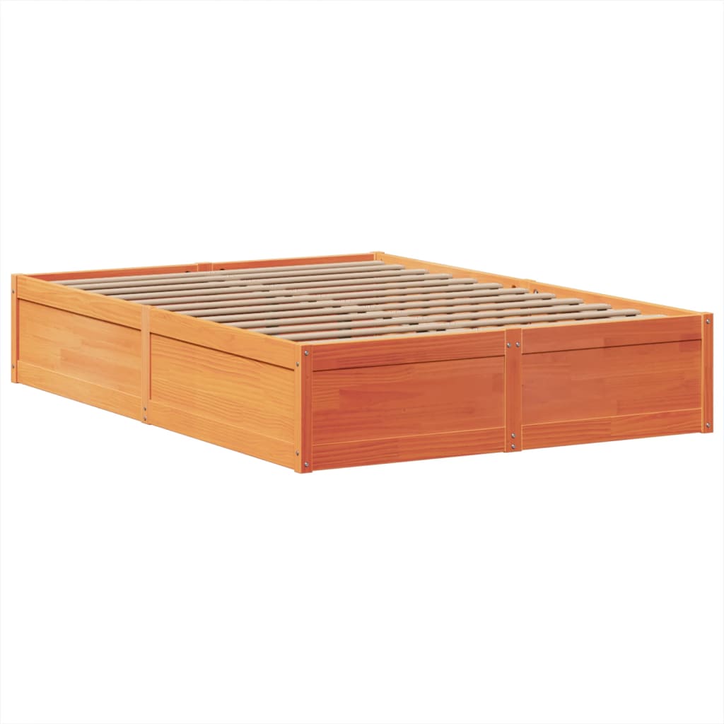 Cadre de lit sans matelas cire marron 160x200cm bois pin massif - XIOS