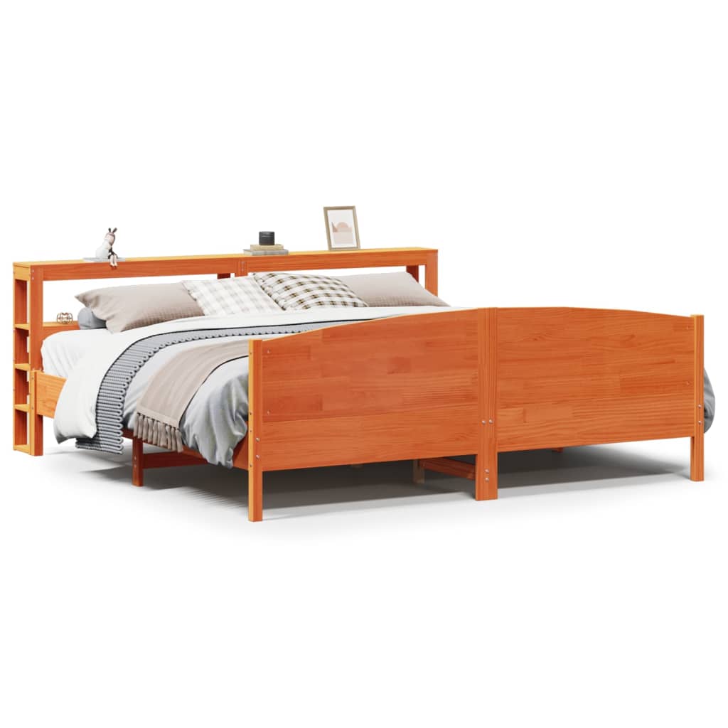 Cadre de lit sans matelas cire marron 180x200cm bois pin massif - XIOS
