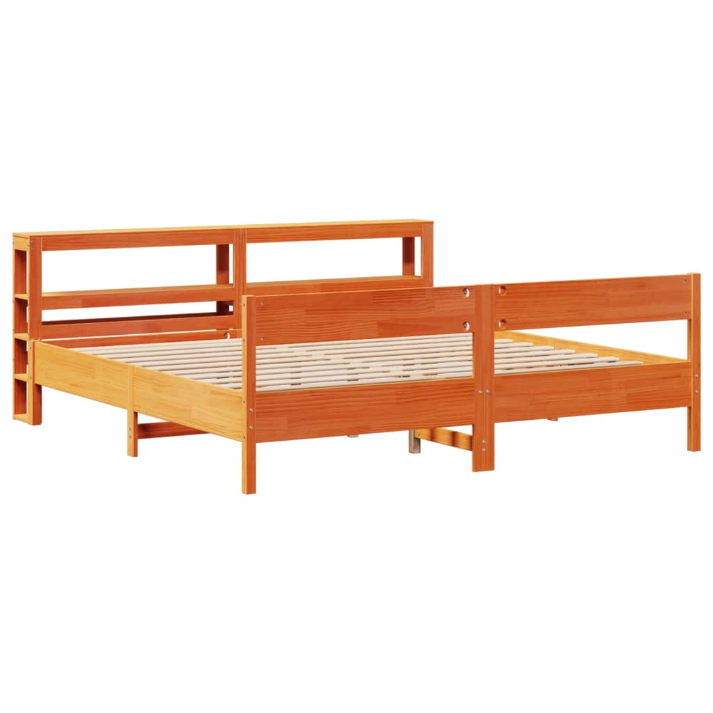 Cadre de lit sans matelas cire marron 180x200cm bois pin massif - XIOS