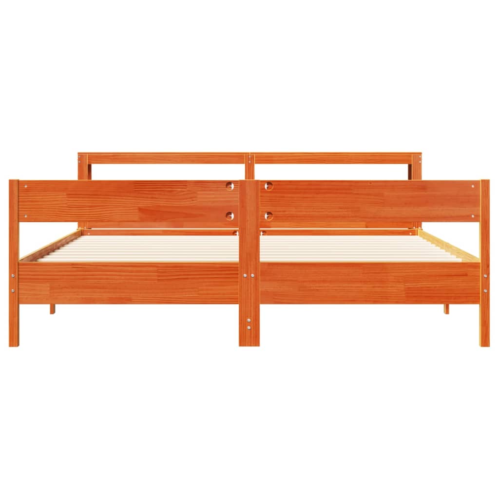 Cadre de lit sans matelas cire marron 180x200cm bois pin massif - XIOS