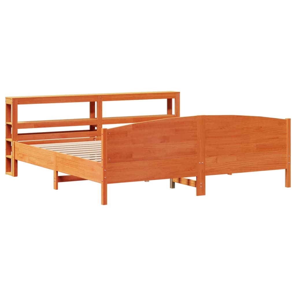 Cadre de lit sans matelas cire marron 180x200cm bois pin massif - XIOS