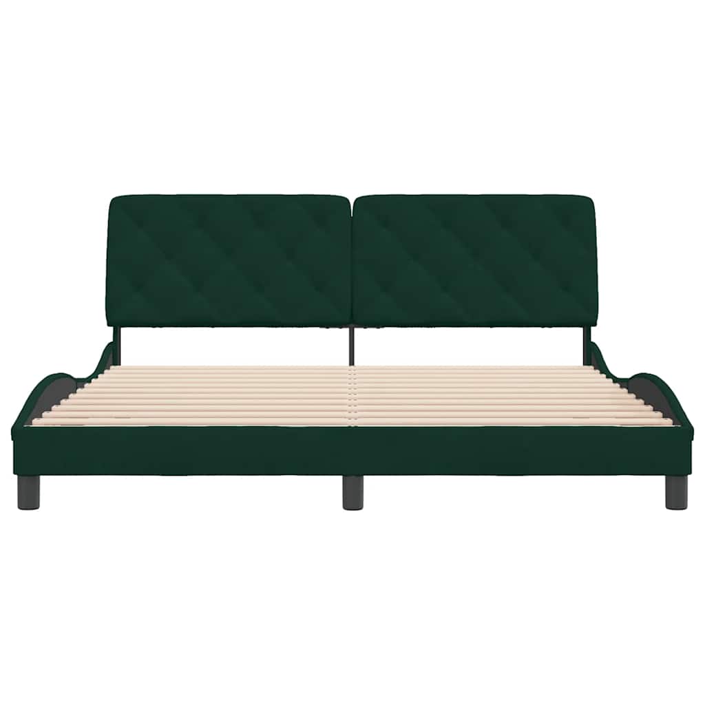 Cadre de lit sans matelas vert foncé 180x200 cm velours - XIOS
