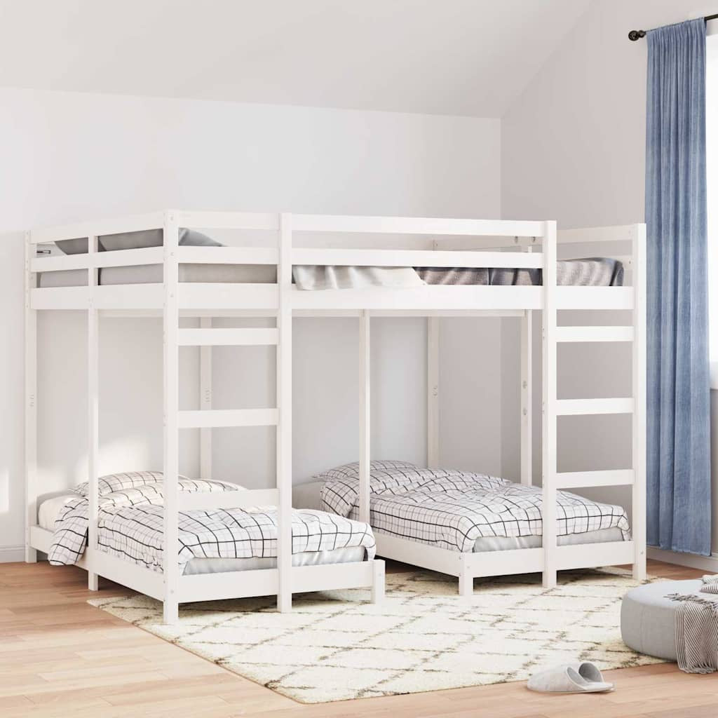 Cadre de lit superposé triple Blanc 160 x 200 cm Pin massif - XIOS