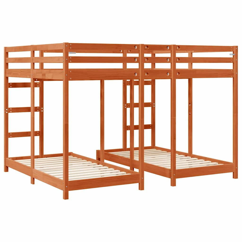 Cadre de lit superposé triple Marron cire 160 x 200 cm - XIOS
