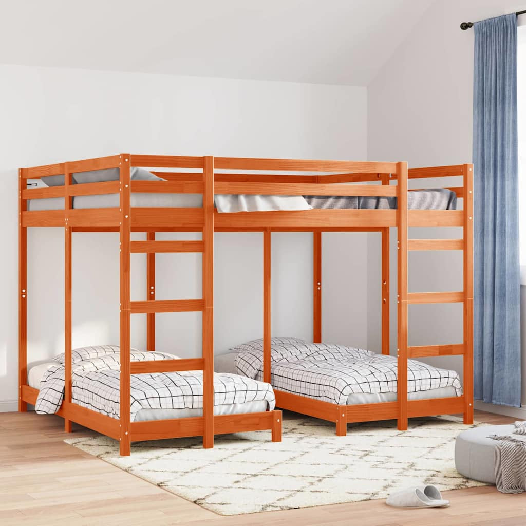 Cadre de lit superposé triple Marron cire 160 x 200 cm - XIOS