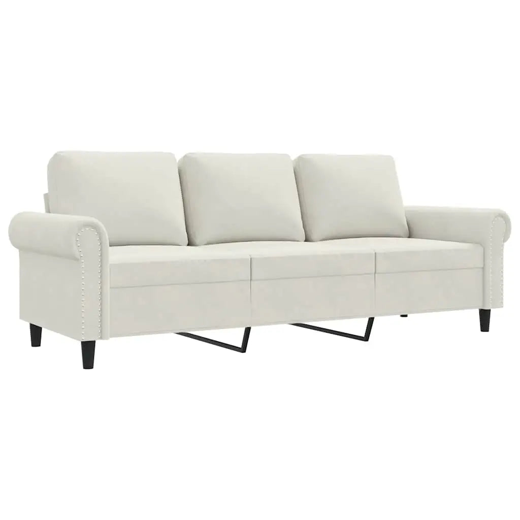Canapé à 3 places Crème 180 cm Velours - XIOS