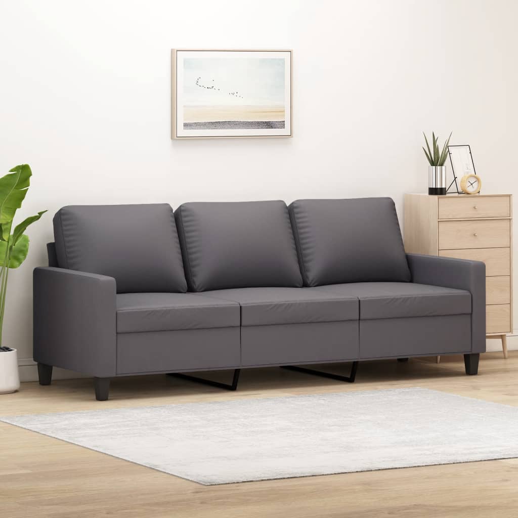 Canapé à 3 places Gris 180 cm Similicuir - XIOS