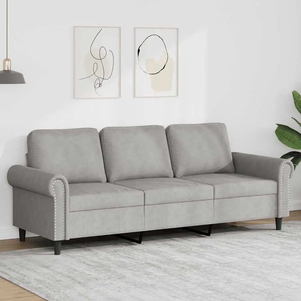 Canapé à 3 places Gris clair 180 cm Velours - XIOS