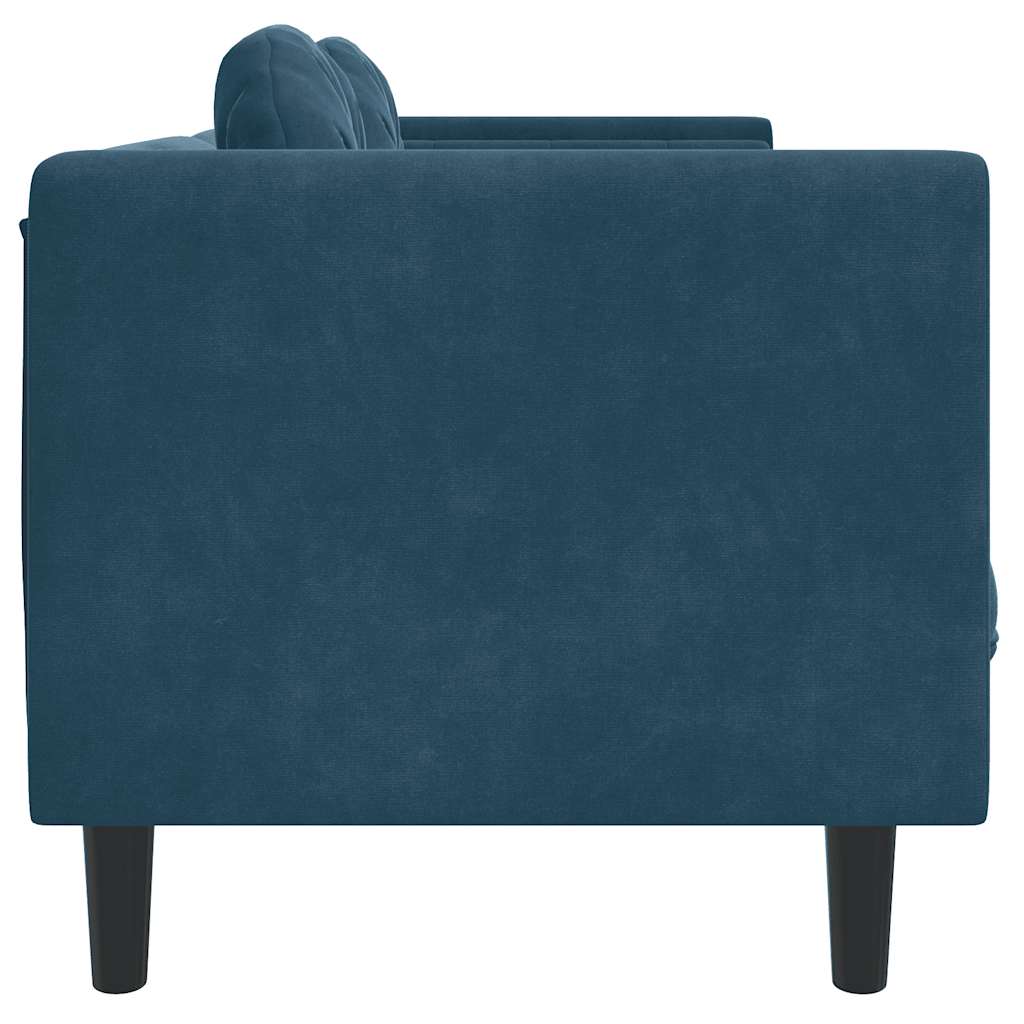 Canapé avec coussins 2 places bleu velours - XIOS