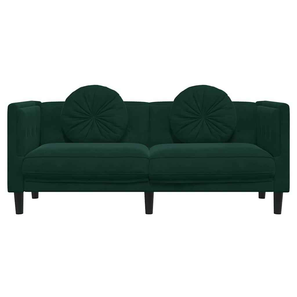 Canapé avec coussins 2 places vert foncé velours - XIOS