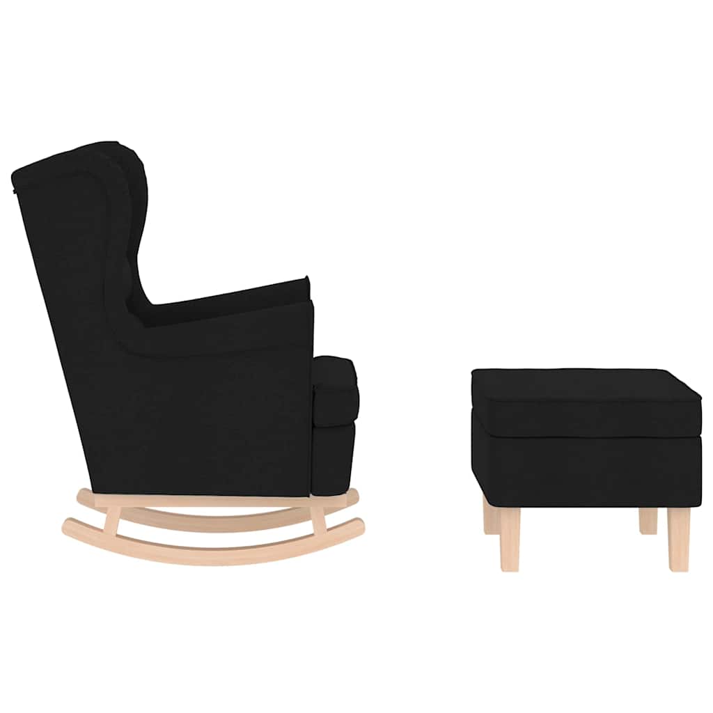 Chaise à bascule avec repose-pied Noir Tissu - XIOS
