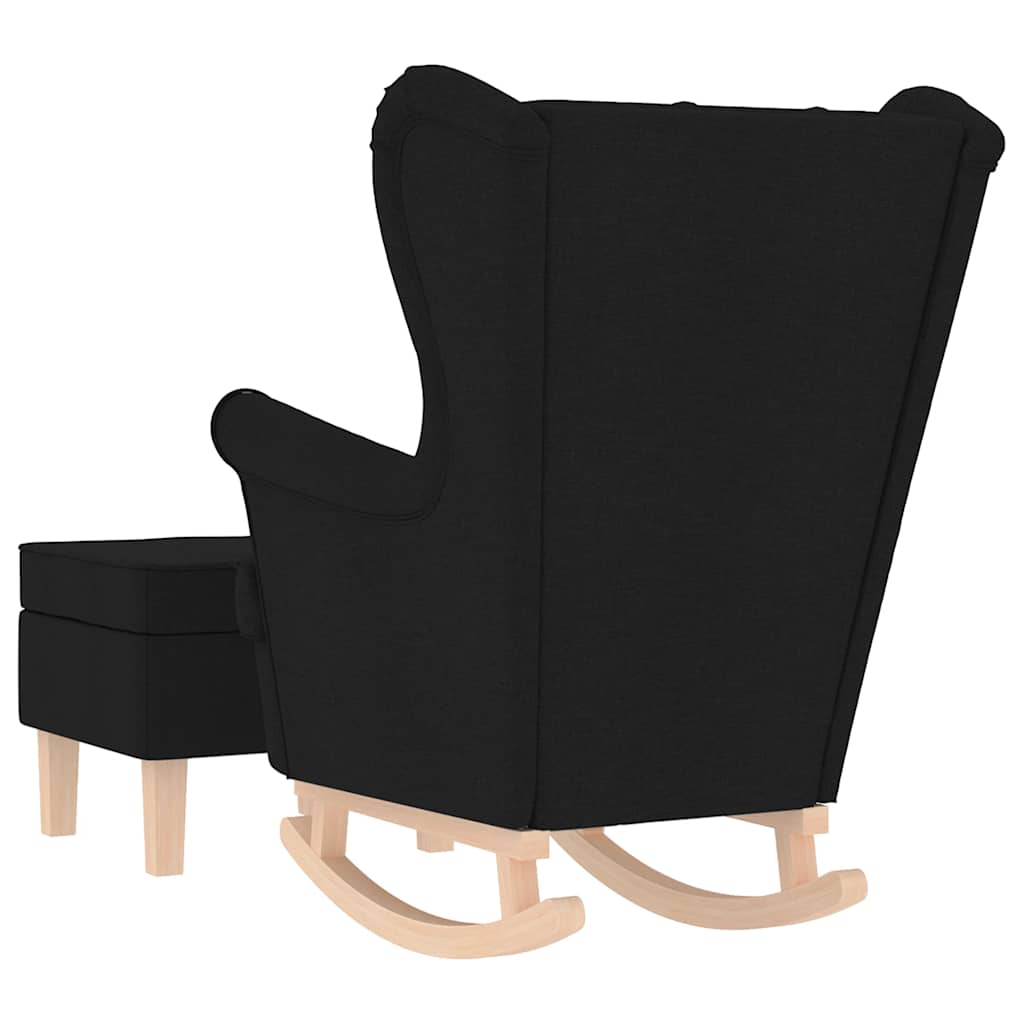 Chaise à bascule avec repose-pied Noir Tissu - XIOS