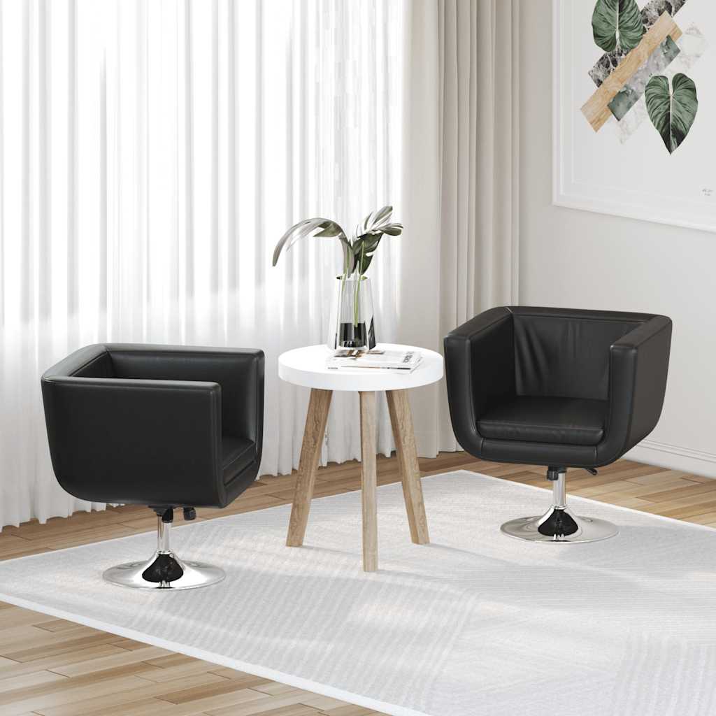 Chaise de bar lot de 2 cuir artificiel noir - XIOS