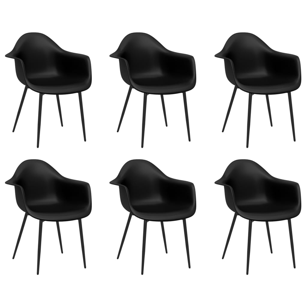 Chaises à manger lot de 6 noir PP - XIOS