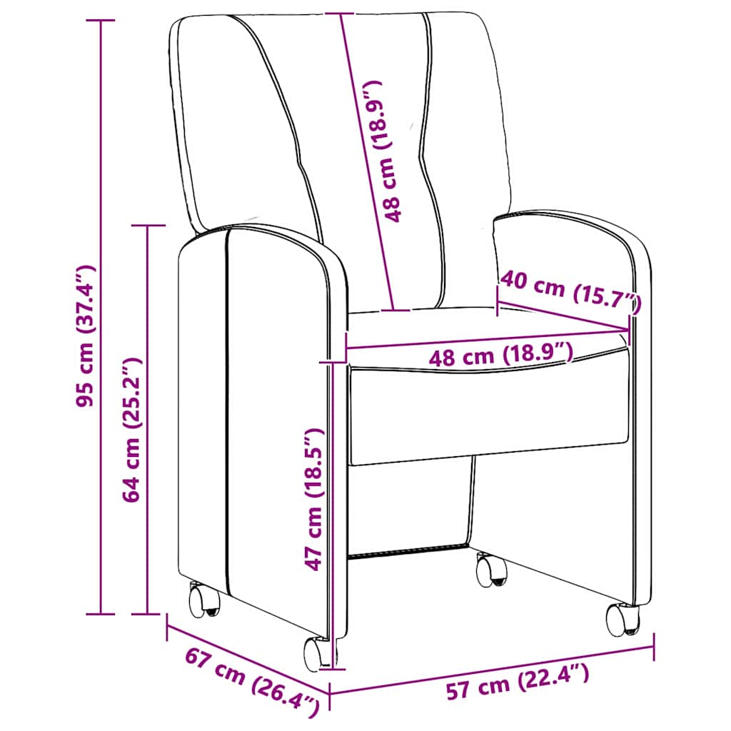 Chaises de Salle à Manger avec Roues 2 pc Simili cuir Gris - XIOS