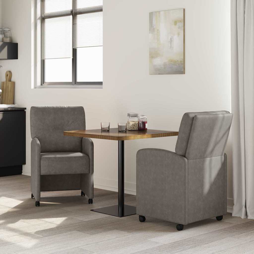 Chaises de Salle à Manger avec Roues 2 pc Simili cuir Gris - XIOS