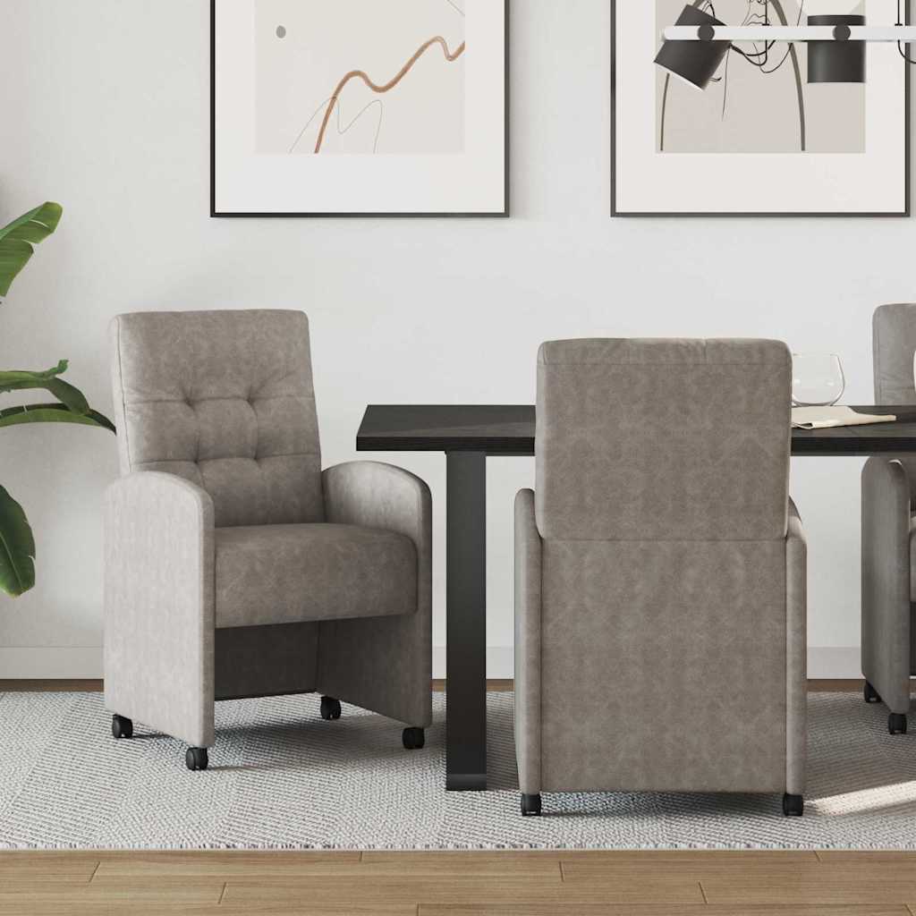 Chaises de Salle à Manger avec Roues 2 pc Simili cuir Gris - XIOS