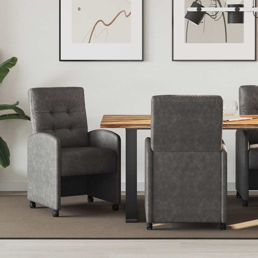 Chaises de Salle à Manger avec Roues 2 pc Simili cuir Noir - XIOS