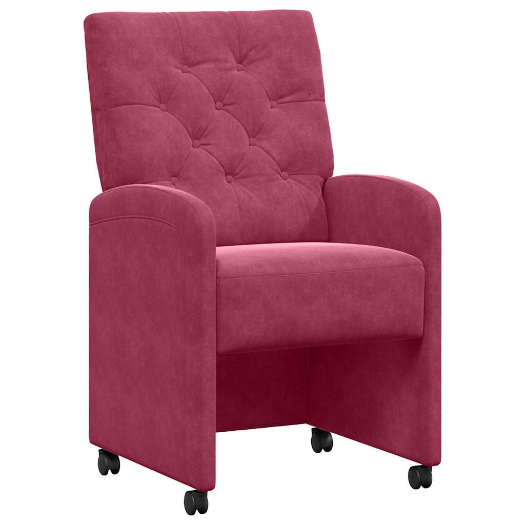 Chaises de Salle à Manger avec Roues 2 pc Velours Bordeaux - XIOS