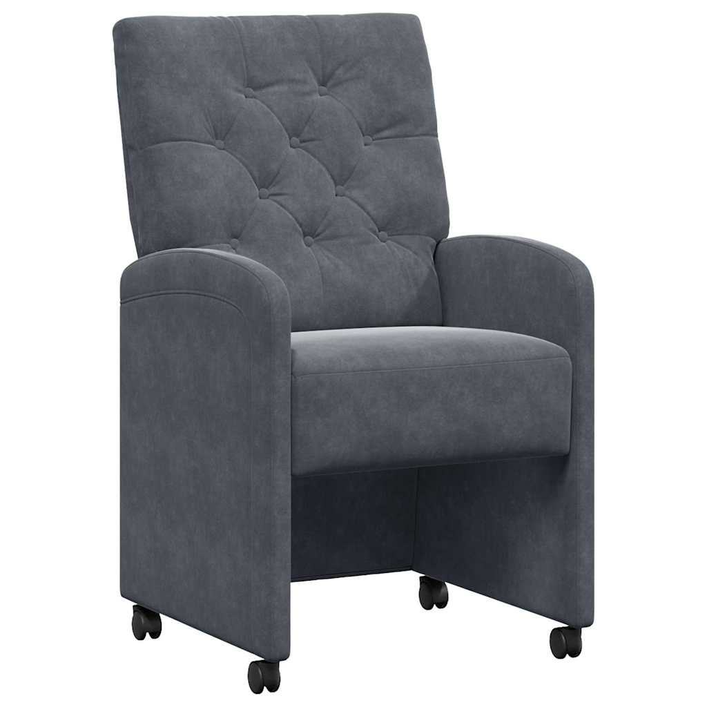 Chaises de Salle à Manger avec Roues 2 pc Velours Gris foncé - XIOS