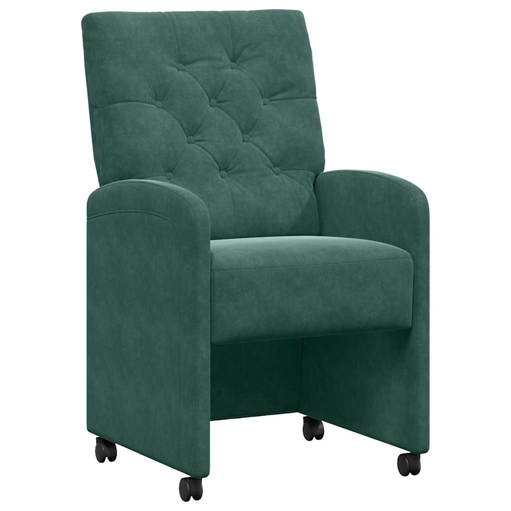 Chaises de Salle à Manger avec Roues 2 pc Velours Vert foncé - XIOS