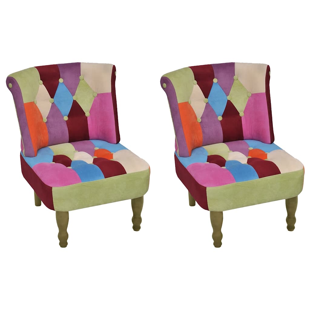 Chaises en style français lot de 2 avec design patchwork tissu - XIOS
