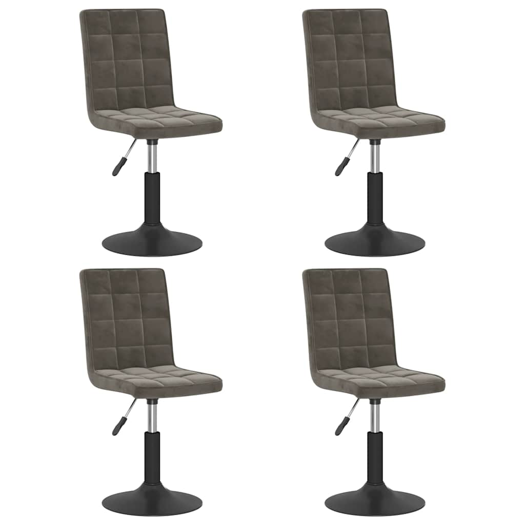Chaises pivotantes à manger lot de 4 gris foncé velours - XIOS
