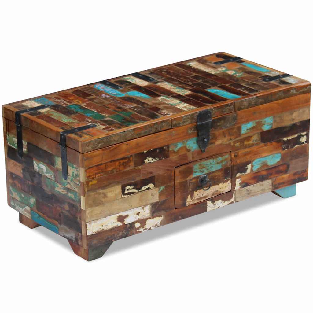 Coffre table basse Bois de récupération massif 80x40x35 cm - XIOS