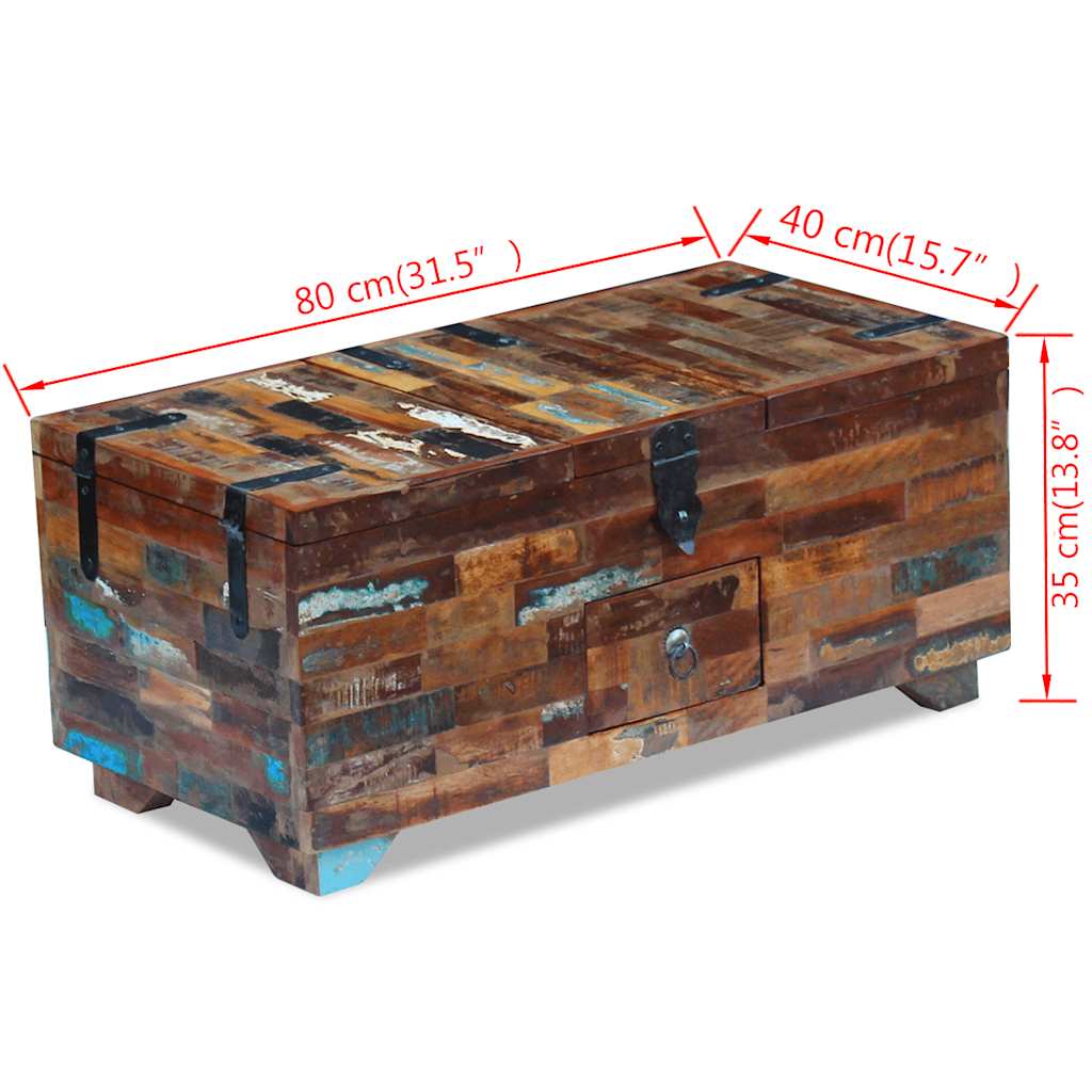 Coffre table basse Bois de récupération massif 80x40x35 cm - XIOS