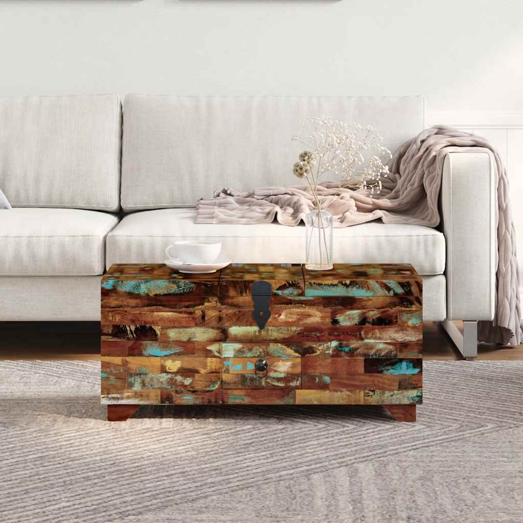 Coffre table basse Bois de récupération massif 80x40x35 cm - XIOS