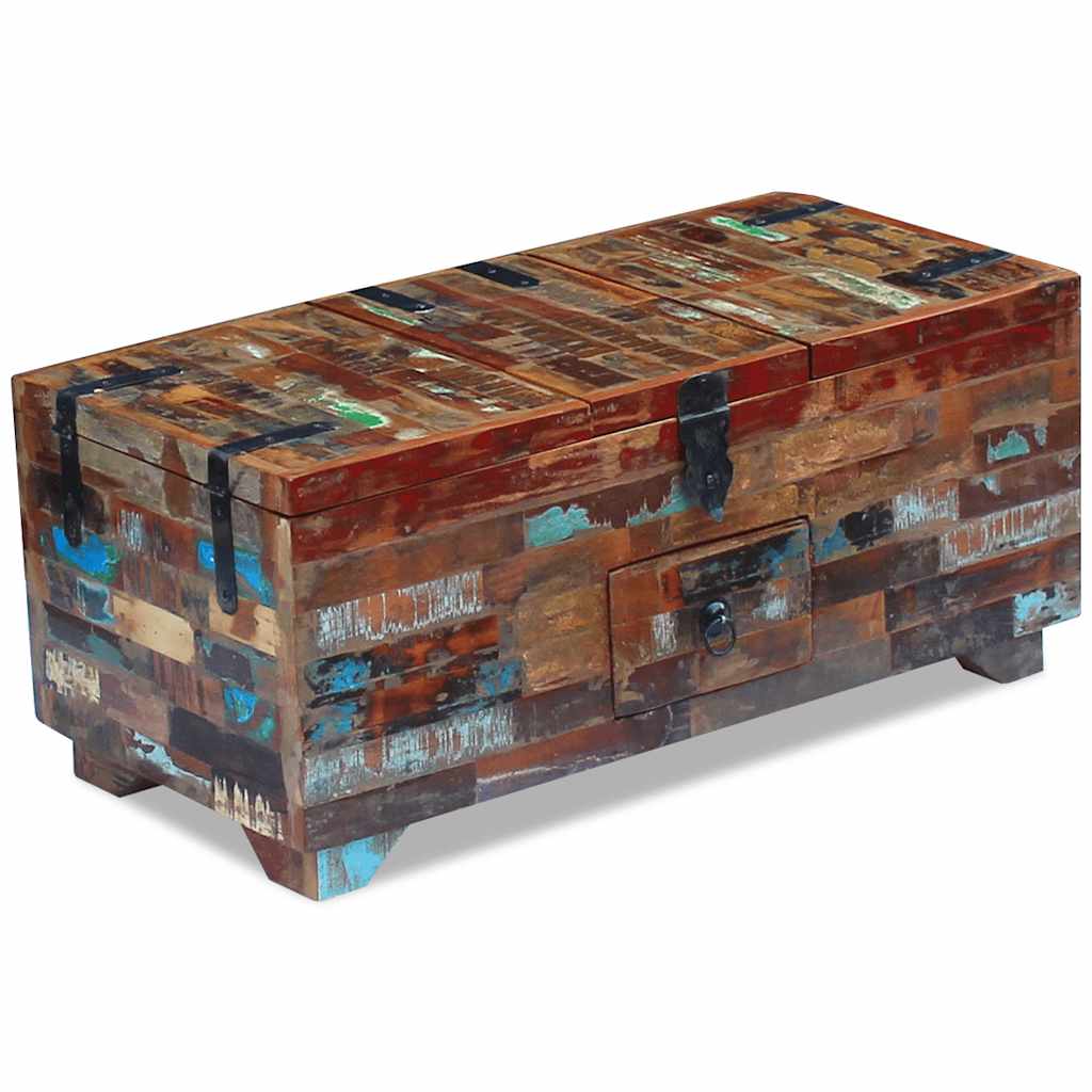 Coffre table basse Bois de récupération massif 80x40x35 cm - XIOS