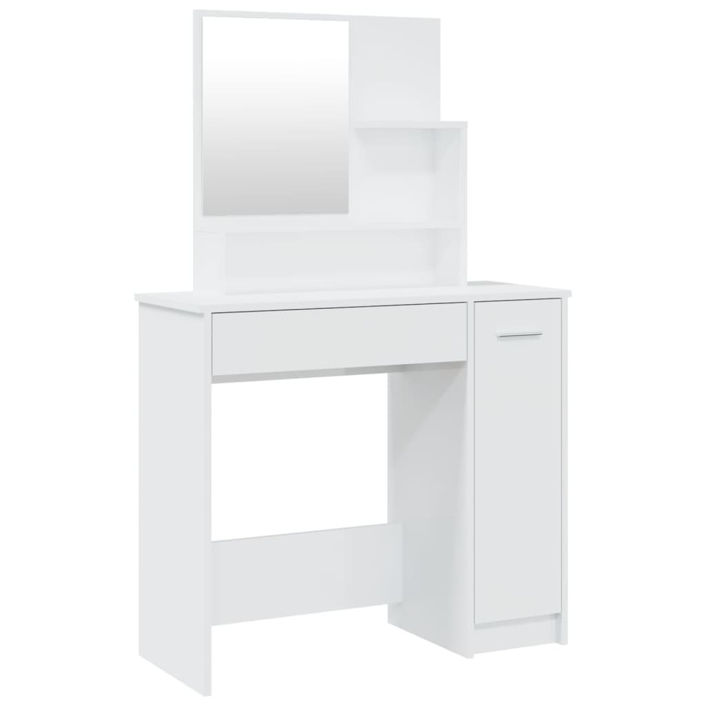 Coiffeuse avec miroir blanc brillant 86,5x35x136 cm - XIOS
