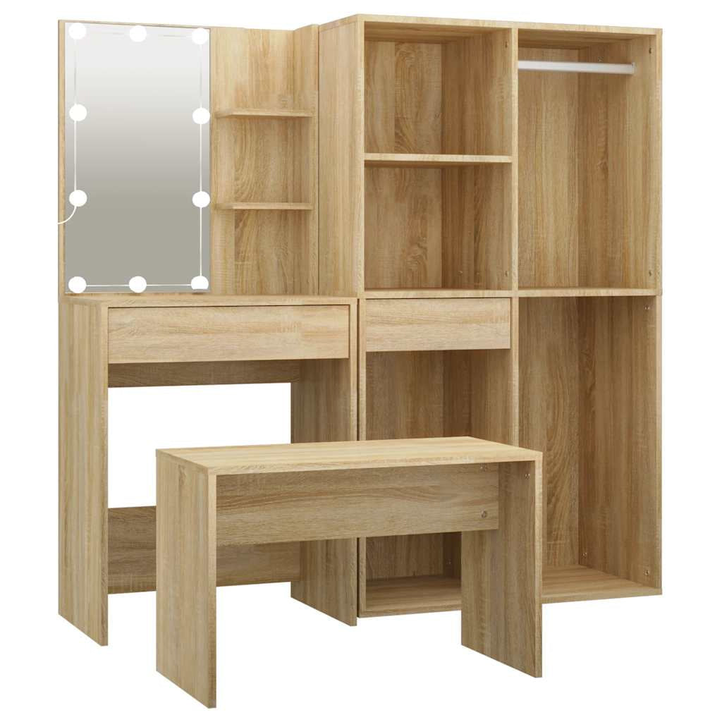 Ensemble de coiffeuse avec LED Chêne Sonoma Bois d’ingénierie - XIOS