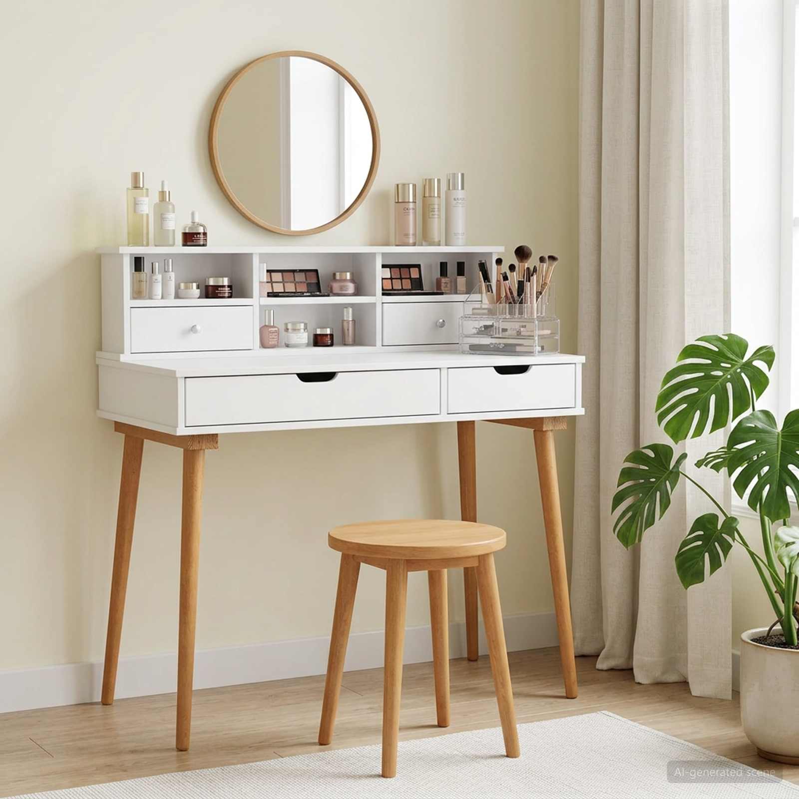 Ensemble de Coiffeuse FAUSKE 2 pc Blanc 100 x 50 x 103,5 cm - XIOS