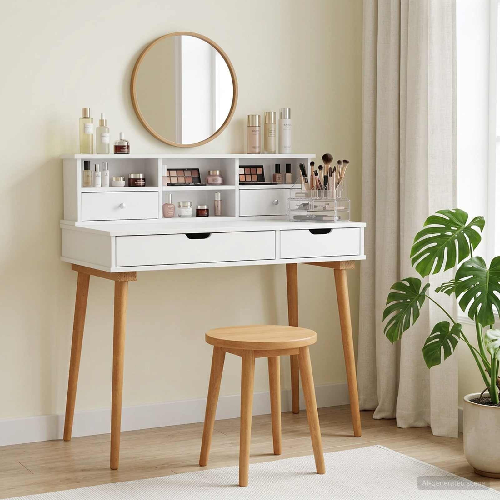 Ensemble de Coiffeuse FAUSKE 2 pc Blanc 100 x 50 x 103,5 cm - XIOS